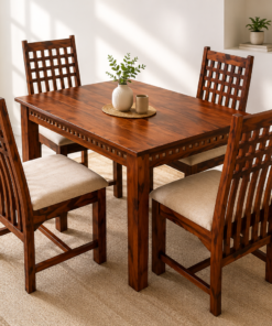 Adal 4 Seater Sheesham Wood Dining Set in Honey Finish