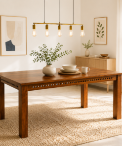 Adal 6 Seater Sheesham Wood Dining Table in Honey Finish