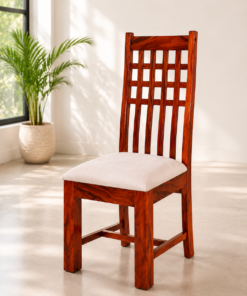Adal Sheesham Wood Dining Chair with cushion in Honey Finish