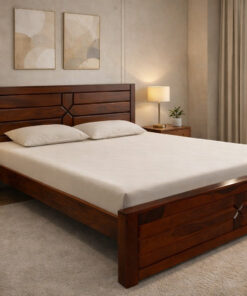 Arch Sheesham Wood King Size Bed in Honey Finish Without Storage