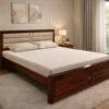 Aristo Sheesham Wood King size Bed in Honey Finish without Storage