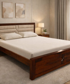 Aristo Sheesham Wood King size Bed in Honey Finish without Storage
