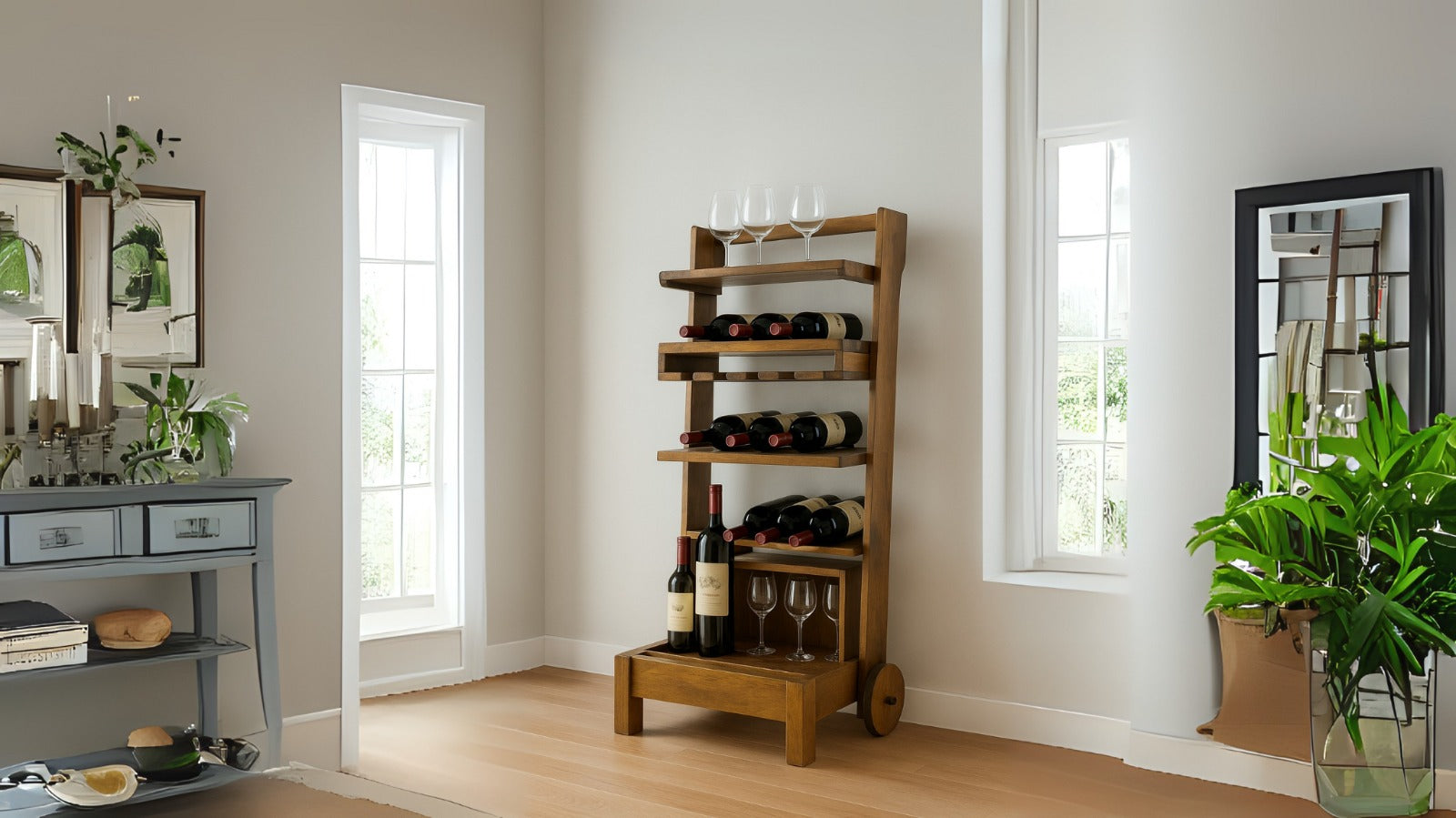 Bar Sheesham Wood Trolly in Honey Finish