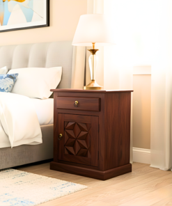 Bloom Bed Side Table in Honey Finish