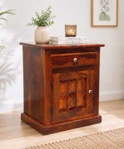 Bottle Bed Side Table in Honey Finish