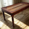 Brass Plate 6 Seater Sheesham Wood Dining Table in Honey Finish