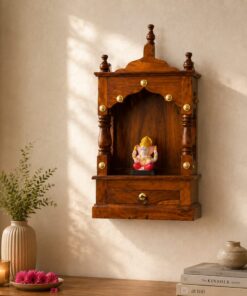 Bright Sheesham Wood temple in Honey Finish