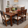 Cambric 6 Seater Sheesham Wood Dining Set in Honey Finish