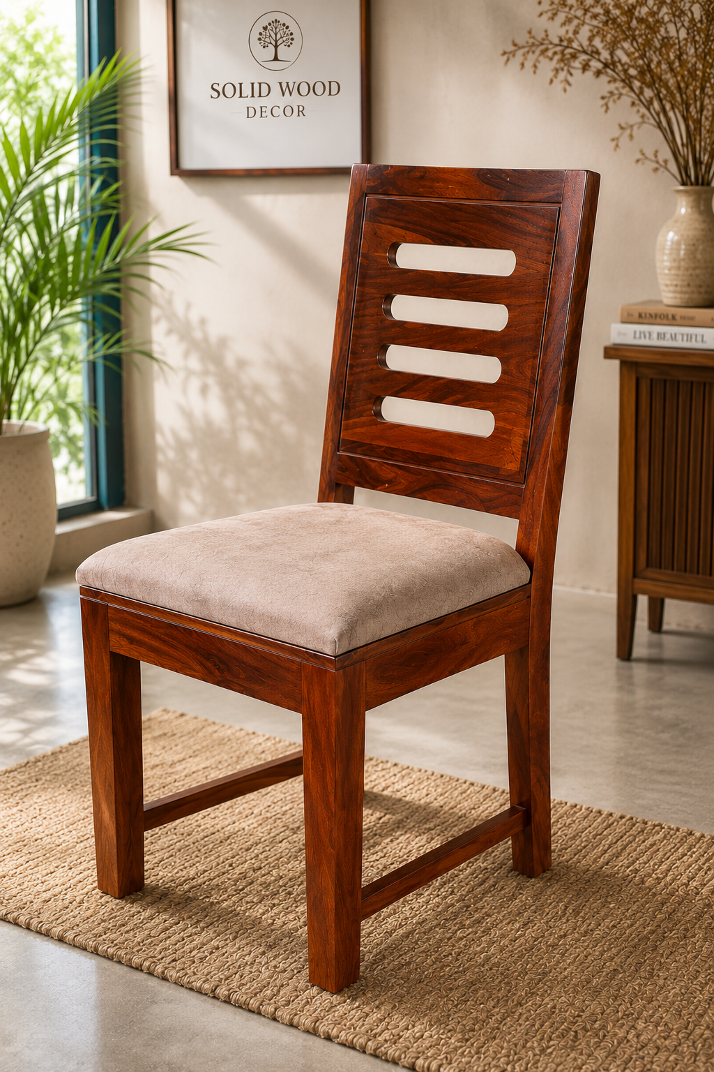 Capsule Sheesham Wood Dining Chair in Honey Finish