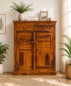 Carleson Sheesham Wood Shoe Rack in Honey Finish