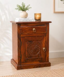 Carvin Bed Side Table in Honey Finish