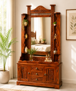 Carvin Sheesham Wood Dresser with Drawer Storage in Honey Finish