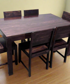 Cert 6 Seater Sheesham Wood Dining Set in Walnut Color