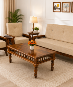 Cozy Light 5 Seater Sheesham Wood Sofa Set in Honey Finish