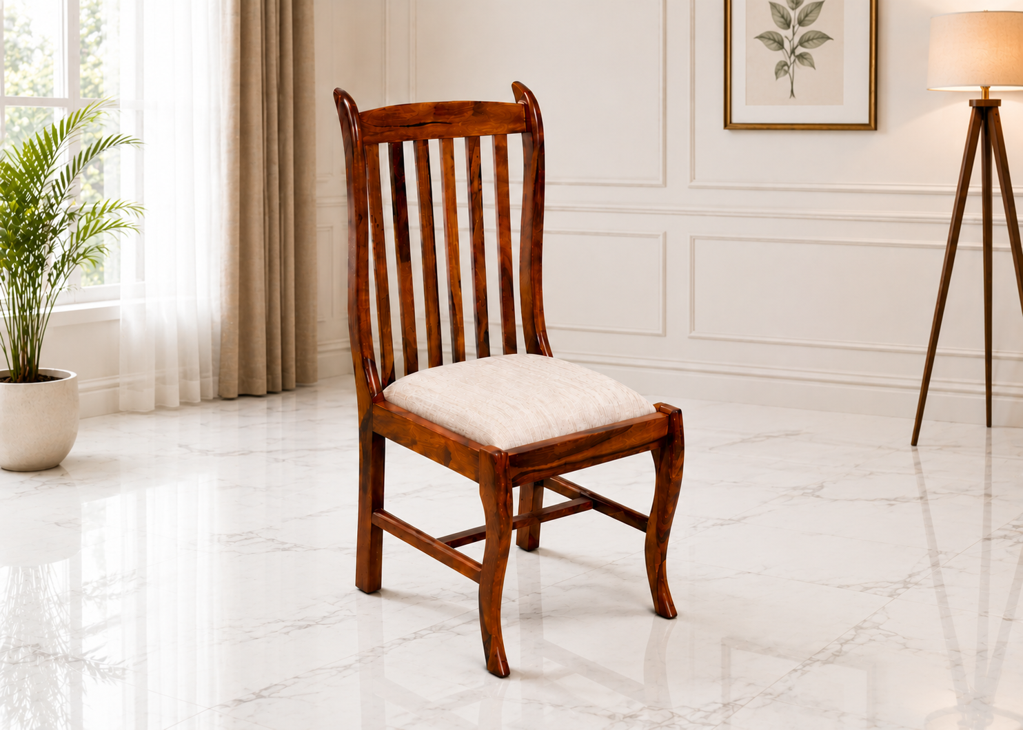 Crown Sheesham Wood Dining Chair in Honey Finish