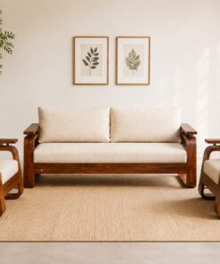Crownwood 5 Seater Sheesham Wood Sofa in Honey Finish