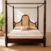 CrownX Sheesham Wood King size bed without storage in walnut finish