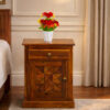 Cube Bed Side Table in Honey Finish