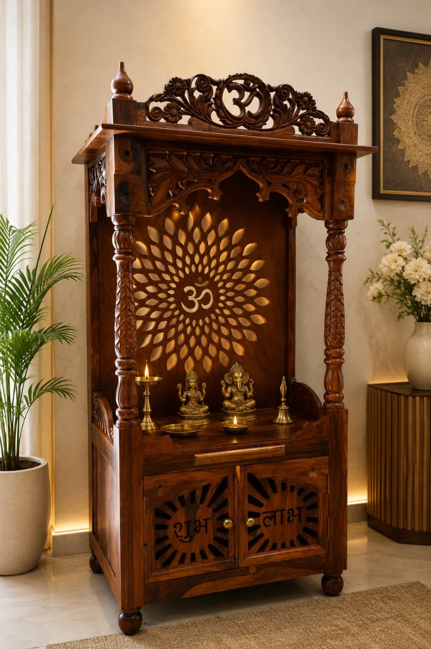 Daivik Sheesham Wood Temple in Honey Finish