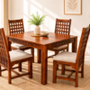 Denim 4 Seater Sheesham Wood Dining Set in Honey Finish