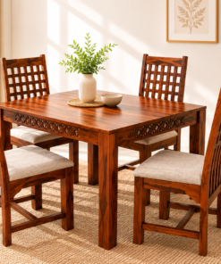 Denim 4 Seater Sheesham Wood Dining Set in Honey Finish
