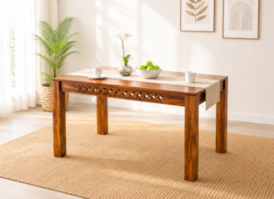 Denim 4 Seater Sheesham Wood Dining Table in Honey Finish