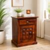 Diamond Bed Side Table in Honey Finish