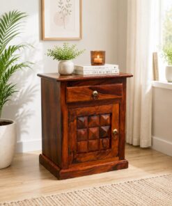 Diamond Bed Side Table in Honey Finish