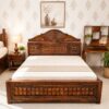 Diamond Sheesham Wood Jiksa King size bed with box storage in honey Finish