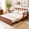 Diamond Sheesham Wood Sofa cum Bed in Honey Finish