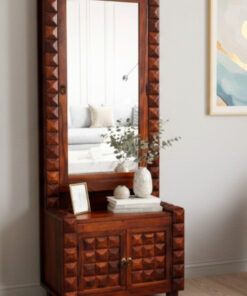 Diamond Sheesham Wood Storage Dresser in Honey Finish