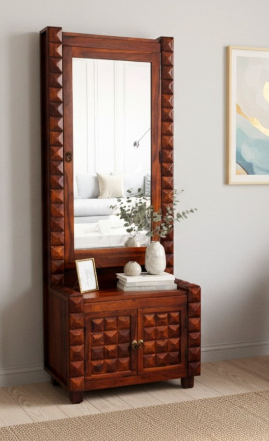 Diamond Sheesham Wood Storage Dresser in Honey Finish