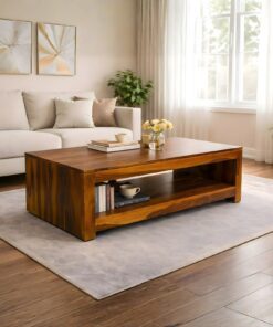 Double Sheesham Wood Top Coffee Table in Honey Finish