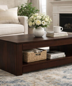 Double Top Sheesham Wood Coffee Table in Walnut Finish