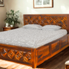 Dynamic Sheesham Wood King Size Bed in Honey Finish With Box Storage