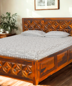 Dynamic Sheesham Wood King Size Bed in Honey Finish With Box Storage