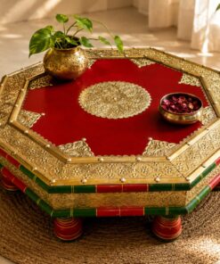 Emperor Sheesham Wood Brass Chowki 8 legs
