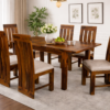 Extendable 6 Seater Sheesham Wood Dining Set in Honey Finish