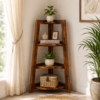 Folding Corner Sheesham Wood (Small) Book Rack in Honey Finish