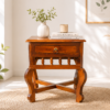 Grid Bed Side Table in Honey Finish