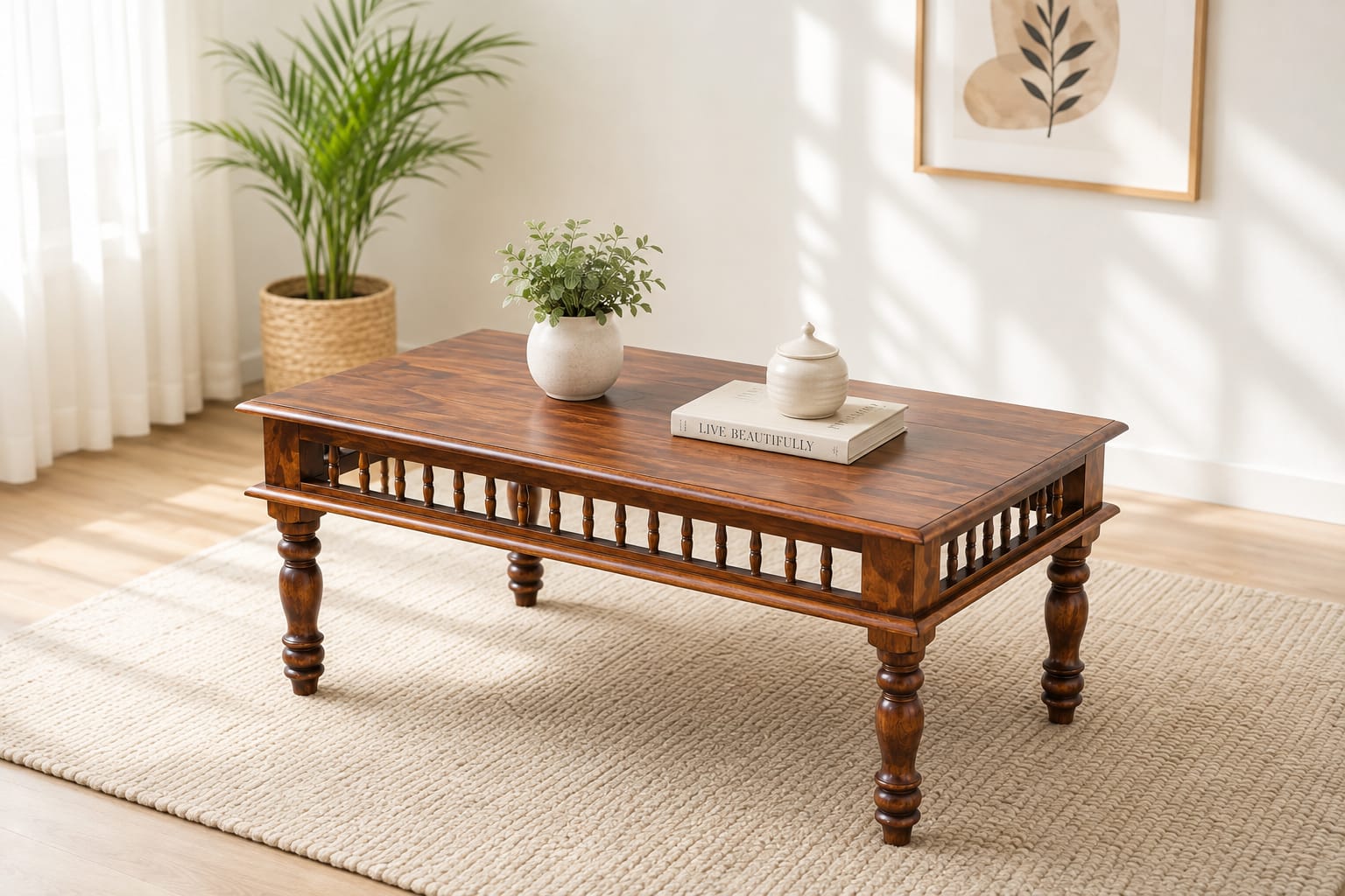 Grill Sheesham Wood coffee table in Honey Finish