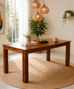 Groove 6 Seater Sheesham Dining Table in Honey Finish