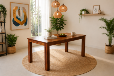 Groove 6 Seater Sheesham Dining Table in Honey Finish