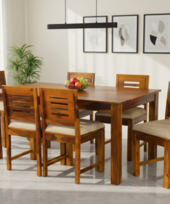 Groove 6 Seater Sheesham Wood Dining Set in Honey Finish