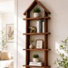 Hut Sheesham Wood wall shelf in honey finish
