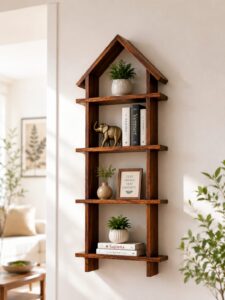 Hut Sheesham Wood wall shelf in honey finish