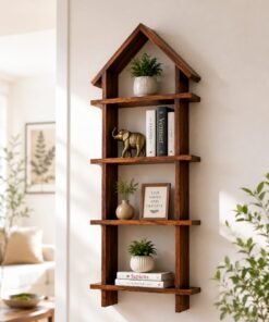 Hut Sheesham Wood wall shelf in honey finish