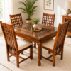 Jiksa 4 seater Sheesham Wood Dining Set in Honey Finish