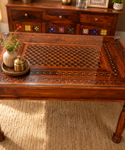 Jiksa 4 Seater Sheesham Wood Dining Table in Honey Finish