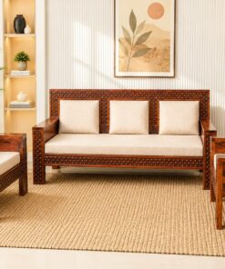 Jiksa 5 Seater Sheesham Wood Sofa Set in Honey Finish